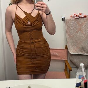 Oh Polly Brown sexy mini dress